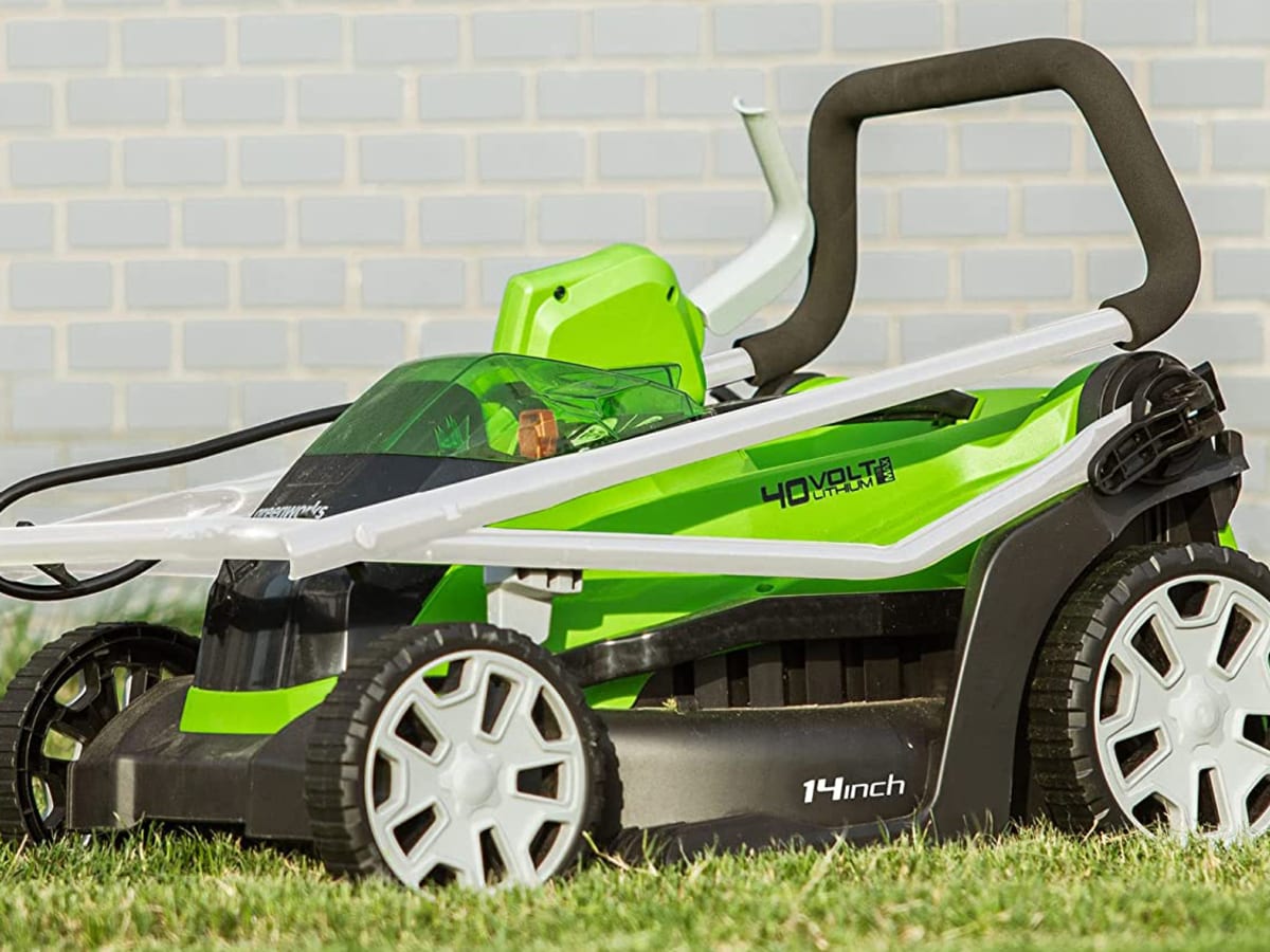 Greenworks 14 inch electric lawn mower outlet