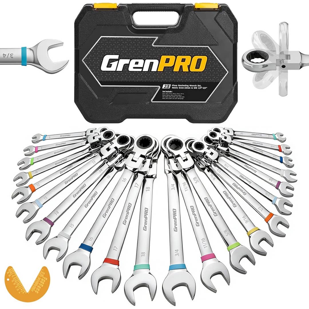 Grenpro 23-Piece Flex-Head Ratcheting Wrench Set&comma; &dollar;72 &lpar;was &dollar;135&rpar; at Amazon