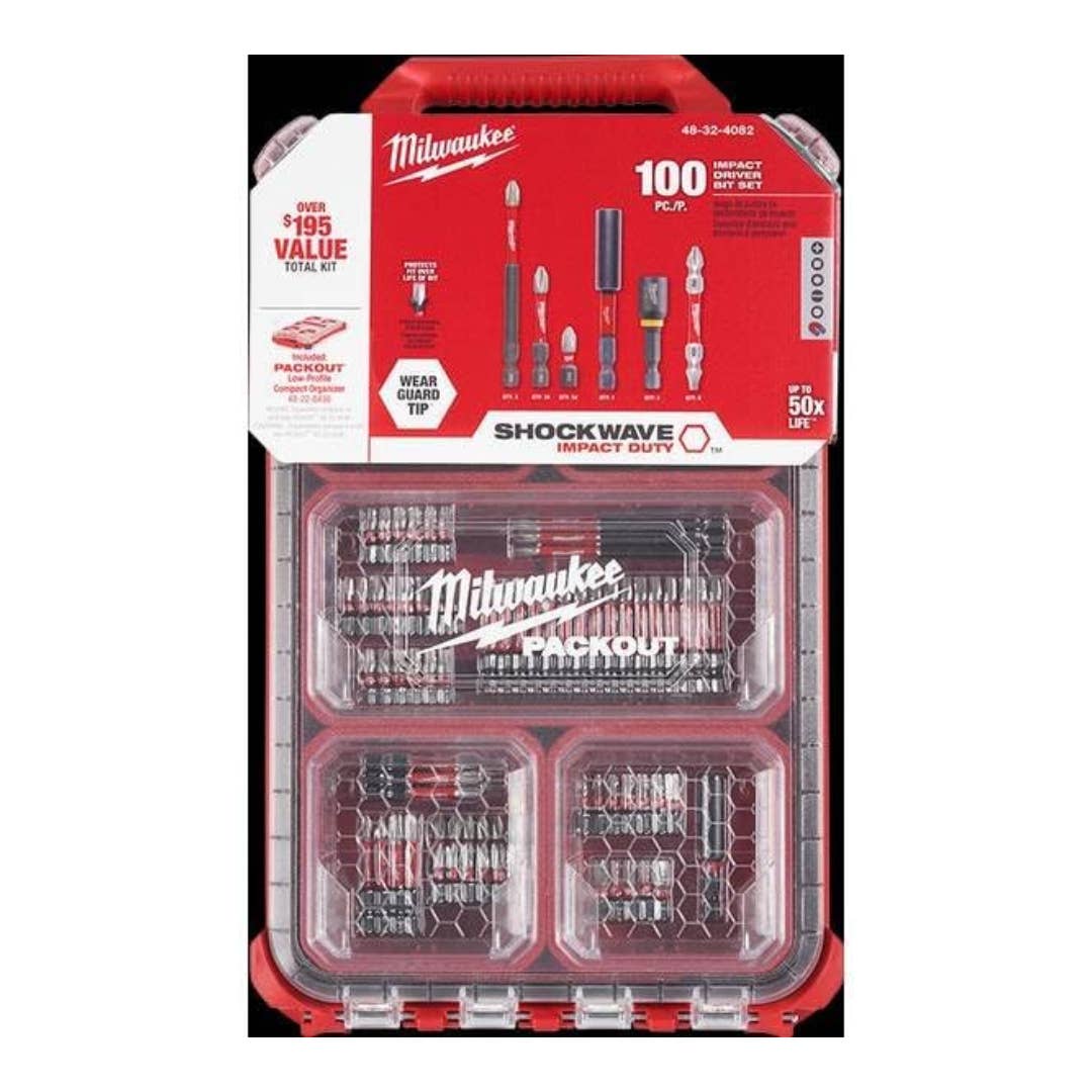 Milwaukee Shockwave Packout 100-Piece Impact Driver Bit Set, $63 (was $90) at Amazon