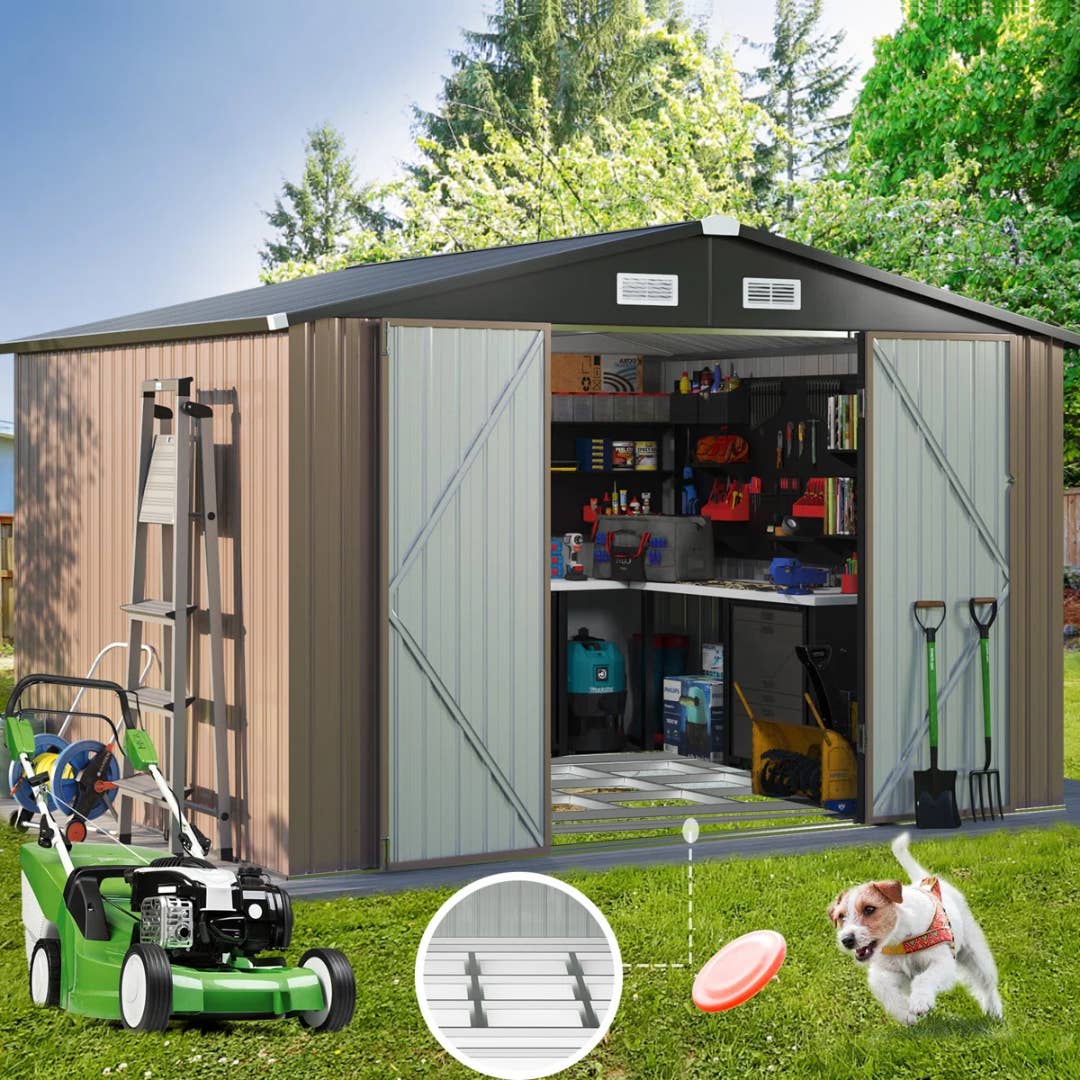 JolyDale 10-Foot by 8-Foot Metal Storage Shed&comma; &dollar;356 &lpar;was &dollar;600&rpar; at Wayfair