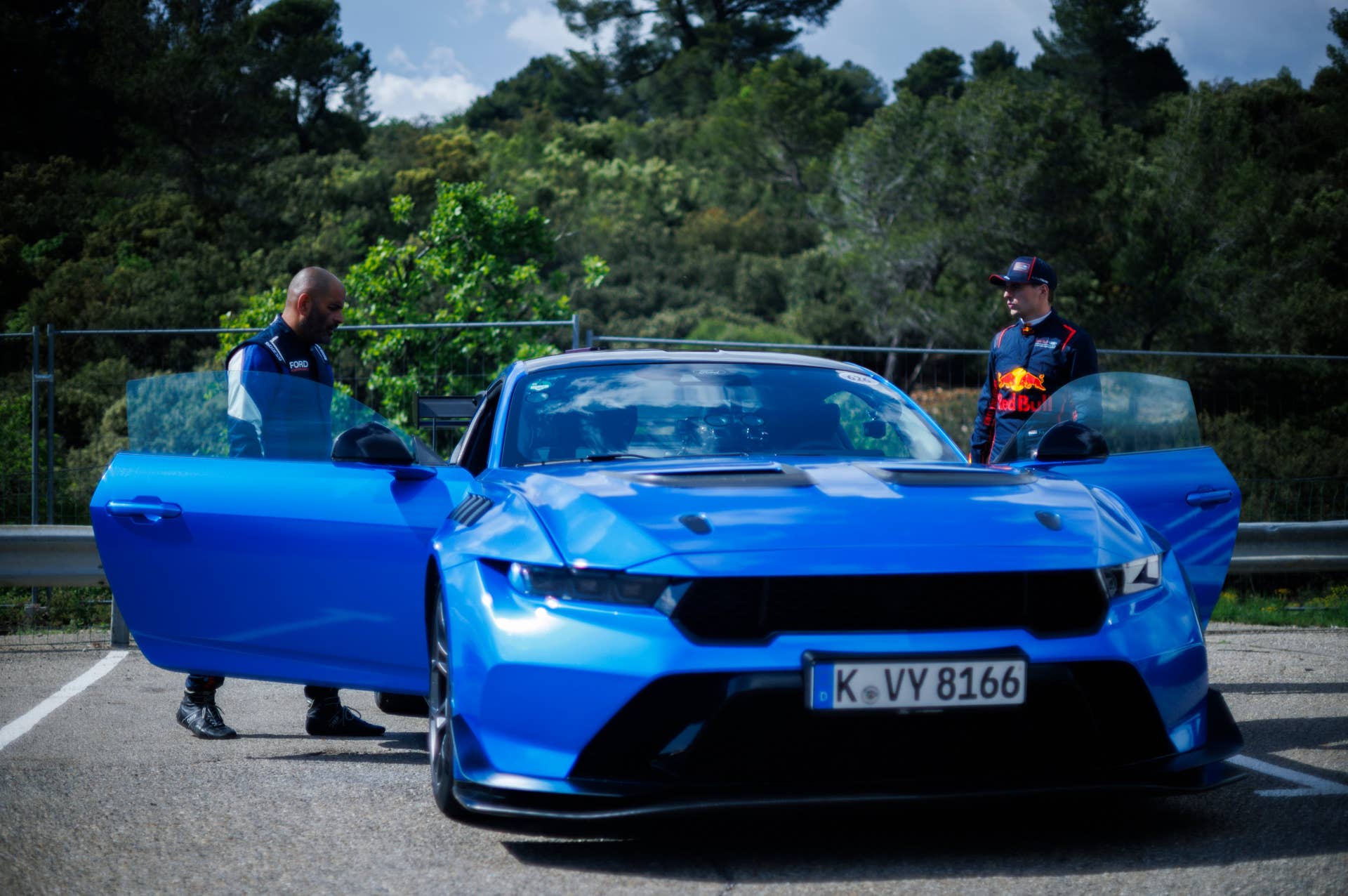 Max Verstappen driving Ford Mustang GTD on track