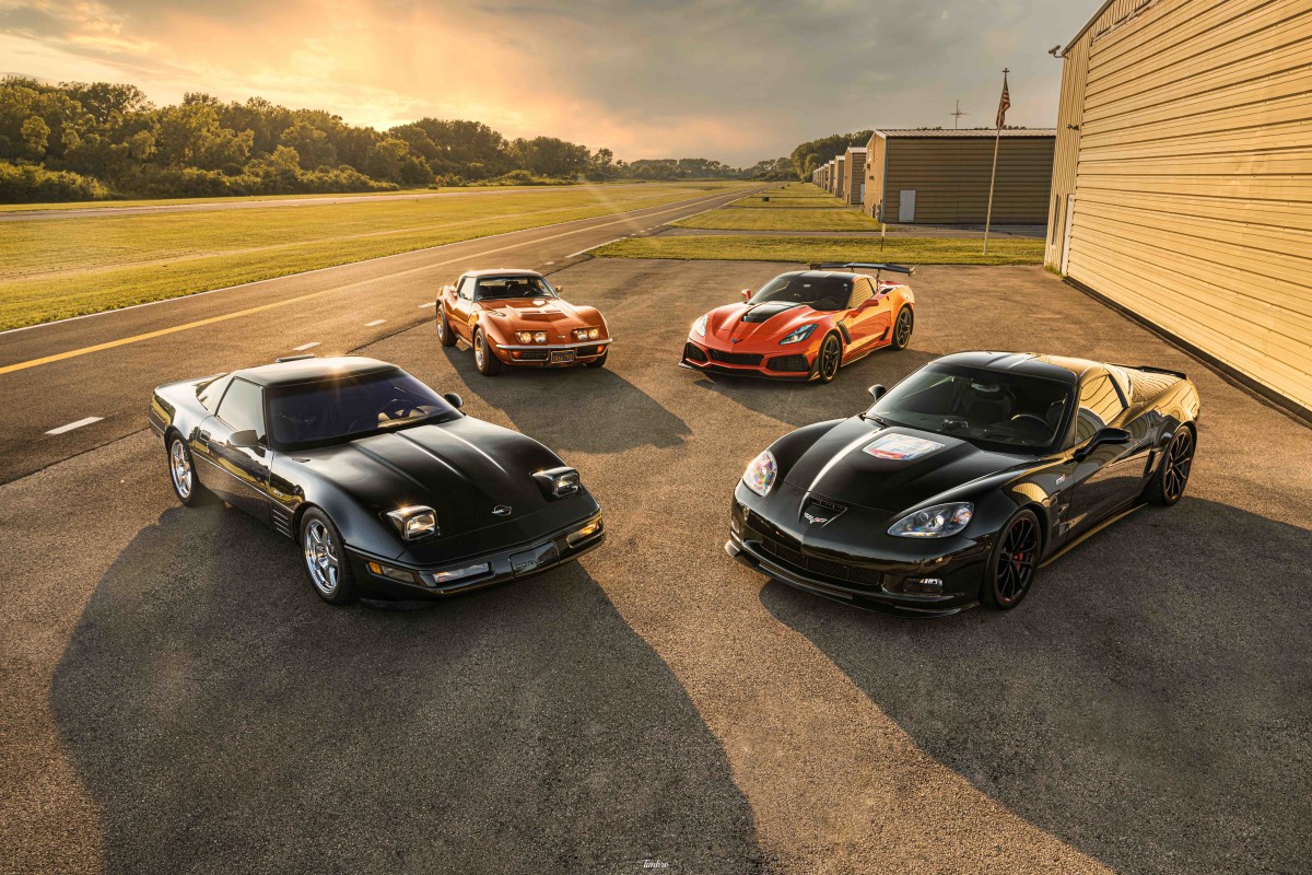 The five generations of the Corvette ZR1, showcasing its performance evolution.