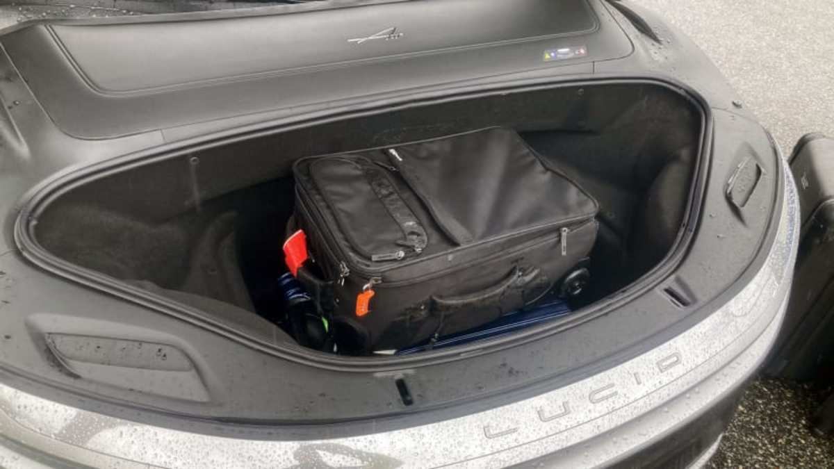 Lucid Air Luggage Test How much trunk and frunk space Autoblog