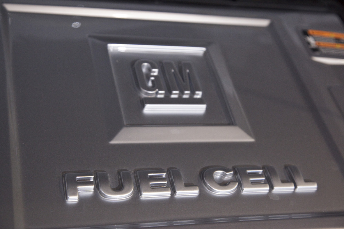 A prototype of a GM fuel cell in the Chevy Equinox at the 2009 New York International Auto Show. (Photo by James Leynse/Corbis via Getty Images)