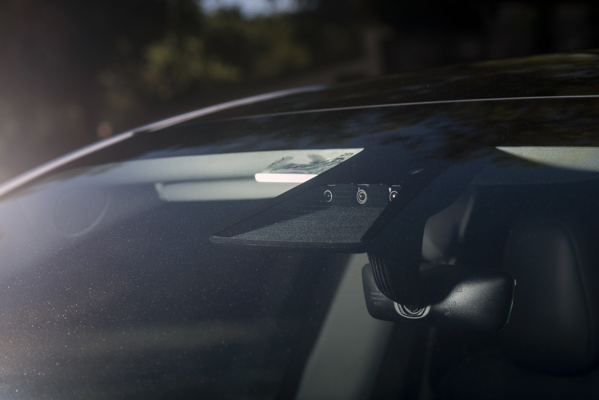 BERKELEY - JUN 30:  2021 Tesla Model Y, equipped with FSD system. Three front facing cameras under windshield near rear view mirror.  (Mark Leong for The Washington Post via Getty Images)