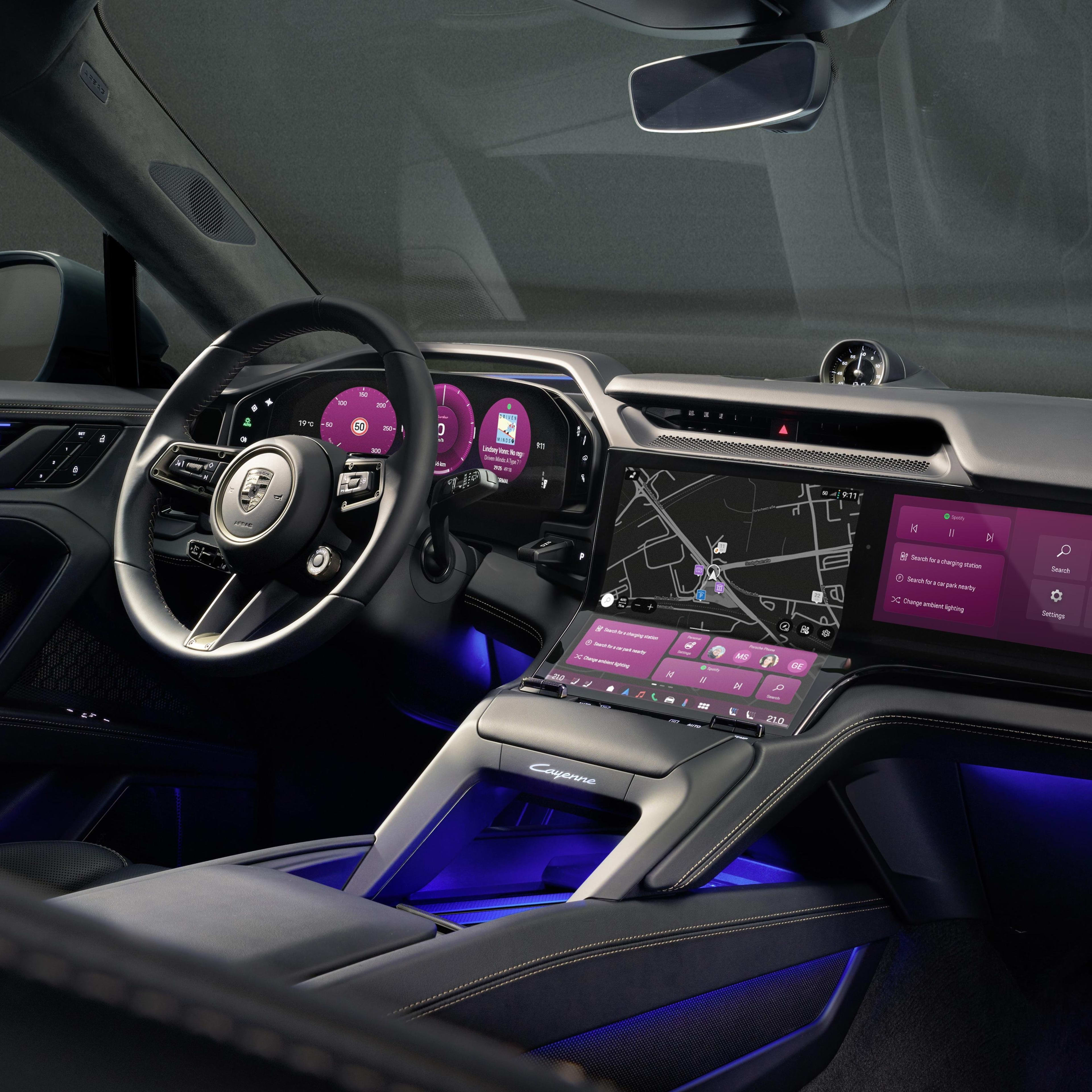 See Inside The Porsche Cayenne EV’s Dramatic Interior: Largest-Ever Display, AI, And Mood Modes