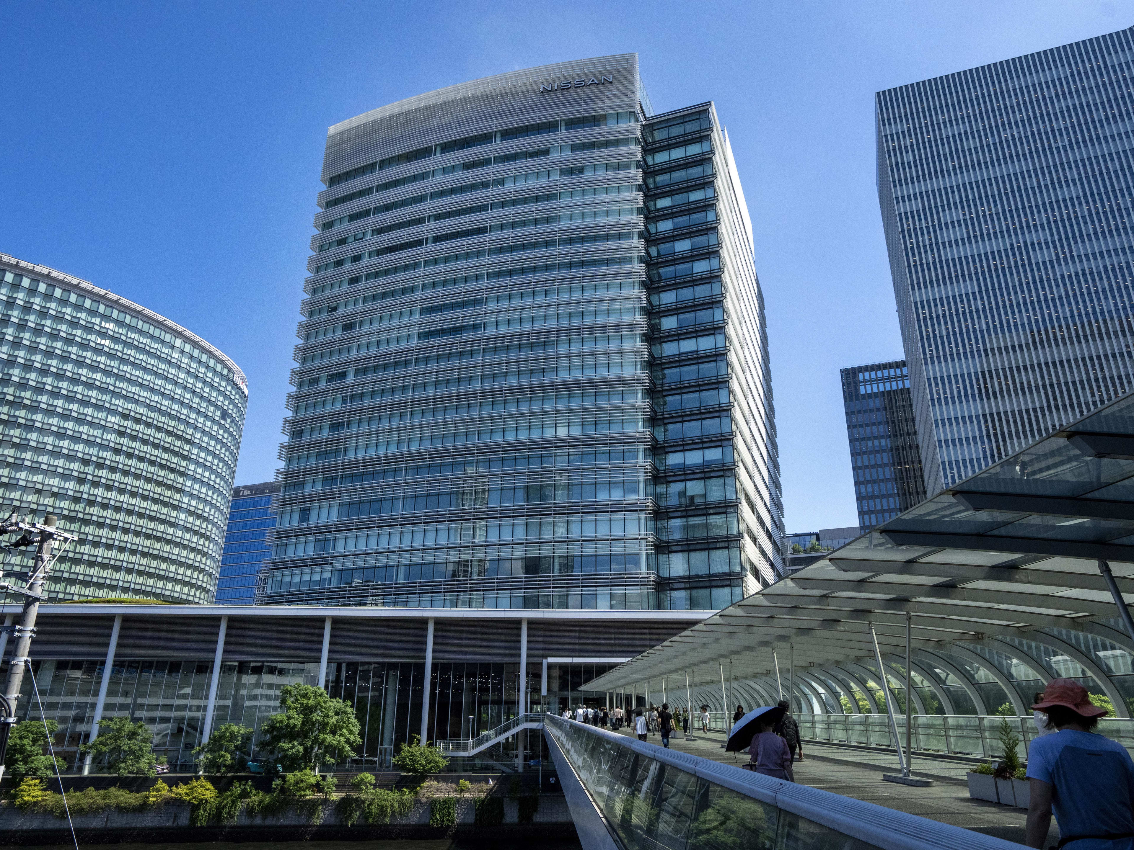 Nissan Motor Corporation’s global headquarters (C) is seen in Yokohama, Kanagawa Prefecture on July 30, 2025. (Photo by Kazuhiro NOGI / AFP) (Photo by KAZUHIRO NOGI/AFP via Getty Images)