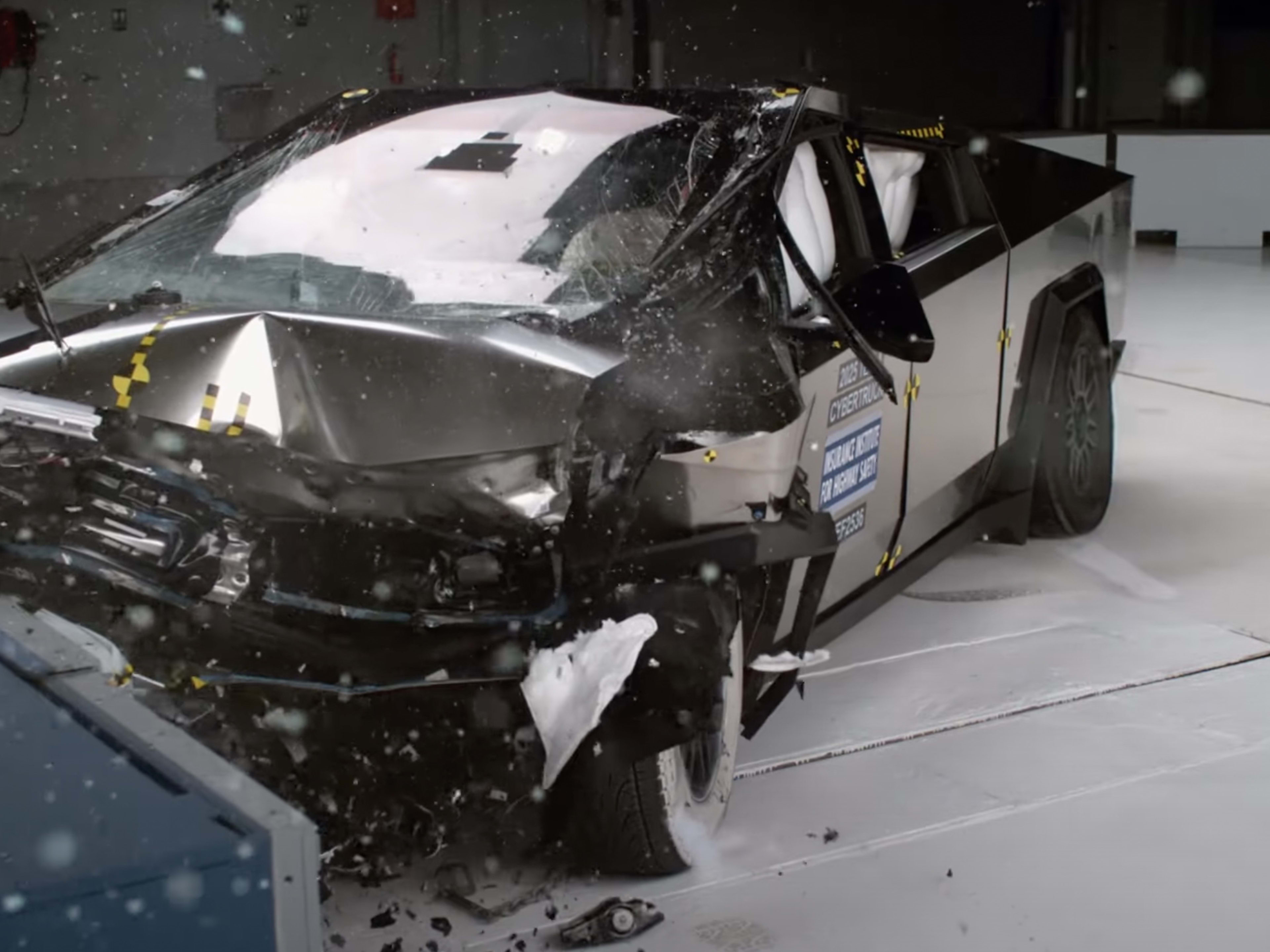 Tesla Cybertruck during IIHS crash testing