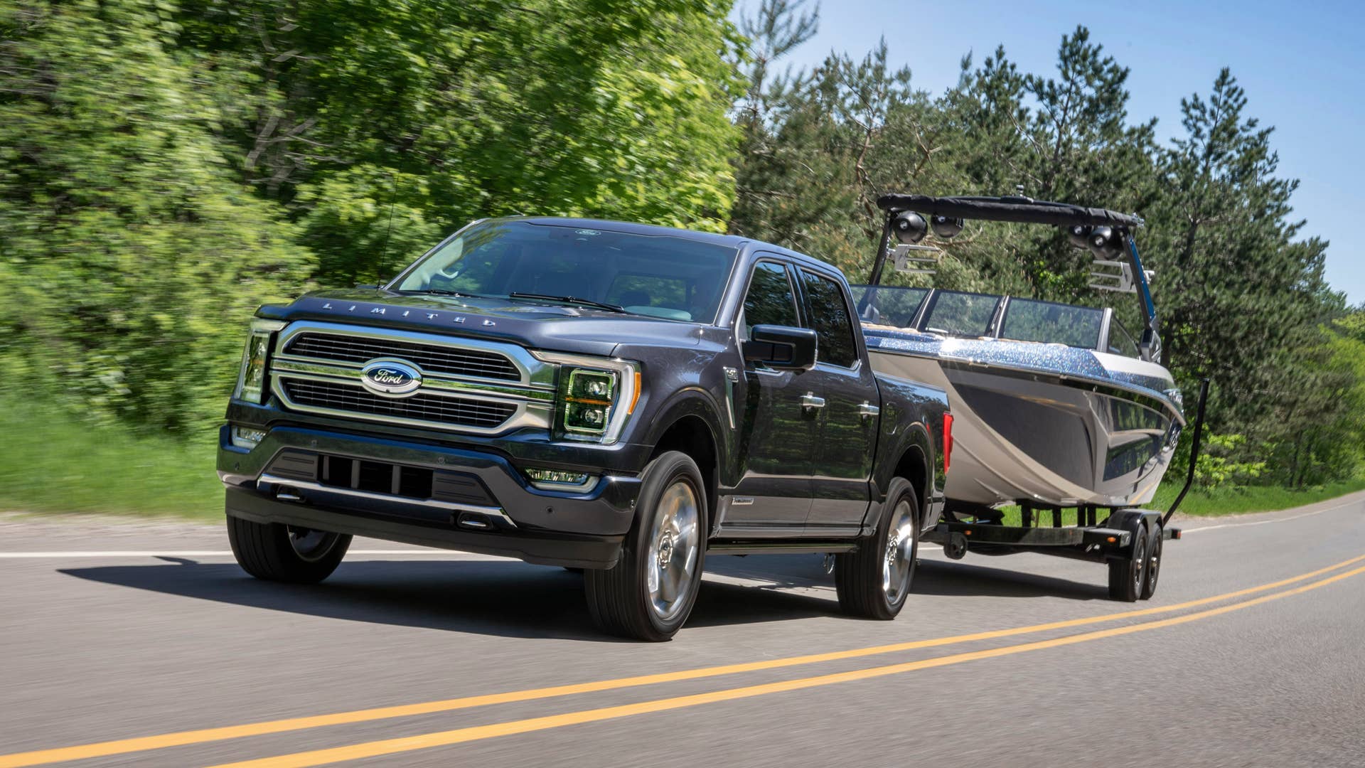 All-new F-150 Limited with exclusive 3.5-liter PowerBoostª Full Hybrid engine delivers Built Ford Tough capability. It is targeted to have the most torque and horsepower of any light-duty full-size pickup, at least 12,000 pounds of maximum available towing capacity and a targeted EPA-estimated range of approximately 700 miles on a single tank of gas.