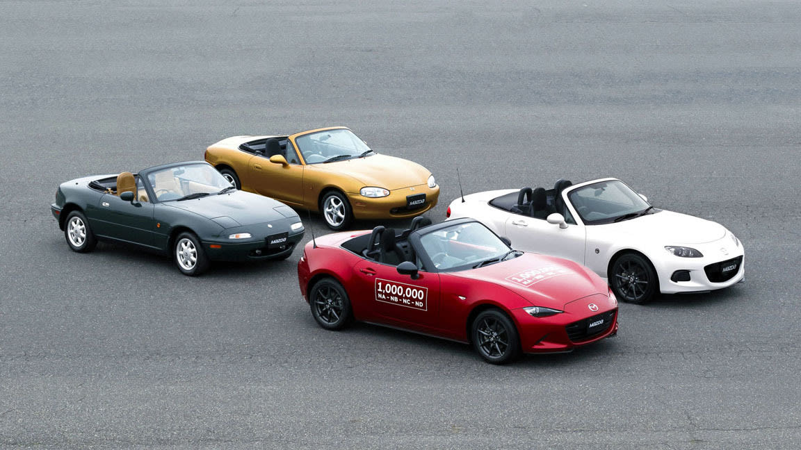 This $2,000 Scud Power long-nose Miata kit Makes Your Car Look 20 Years Older 5 four generations of Mazda MX-5 Miata
