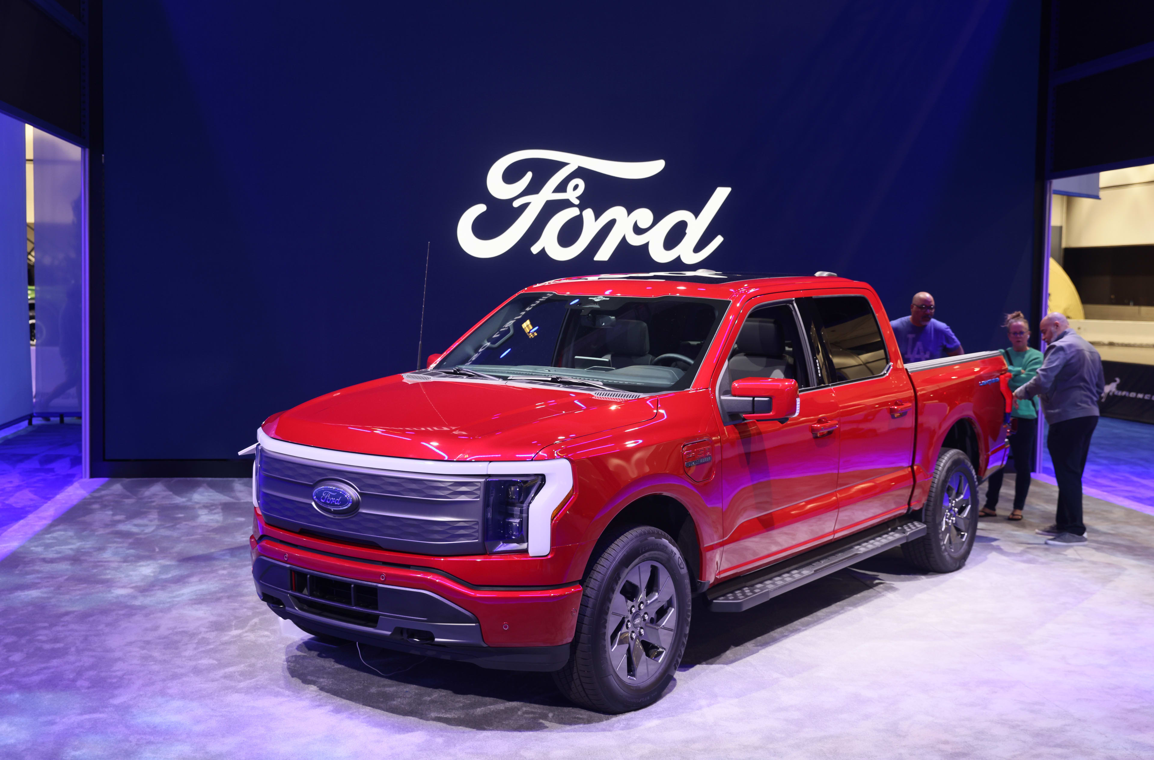 Ford F-150 Lightning lawsuit Challenges $100 Refund for Missing Safety Feature 4 LOS ANGELES, CALIFORNIA - NOVEMBER 24: The Ford F-150 Lightning is displayed during the 2023 Los Angeles Auto Show at the Los Angeles Convention Center on November 24, 2023 in Los Angeles, California. This year’s edition of the Los Angeles Auto Show includes a range of new SUV models. (Photo by Josh Lefkowitz/Getty Images)