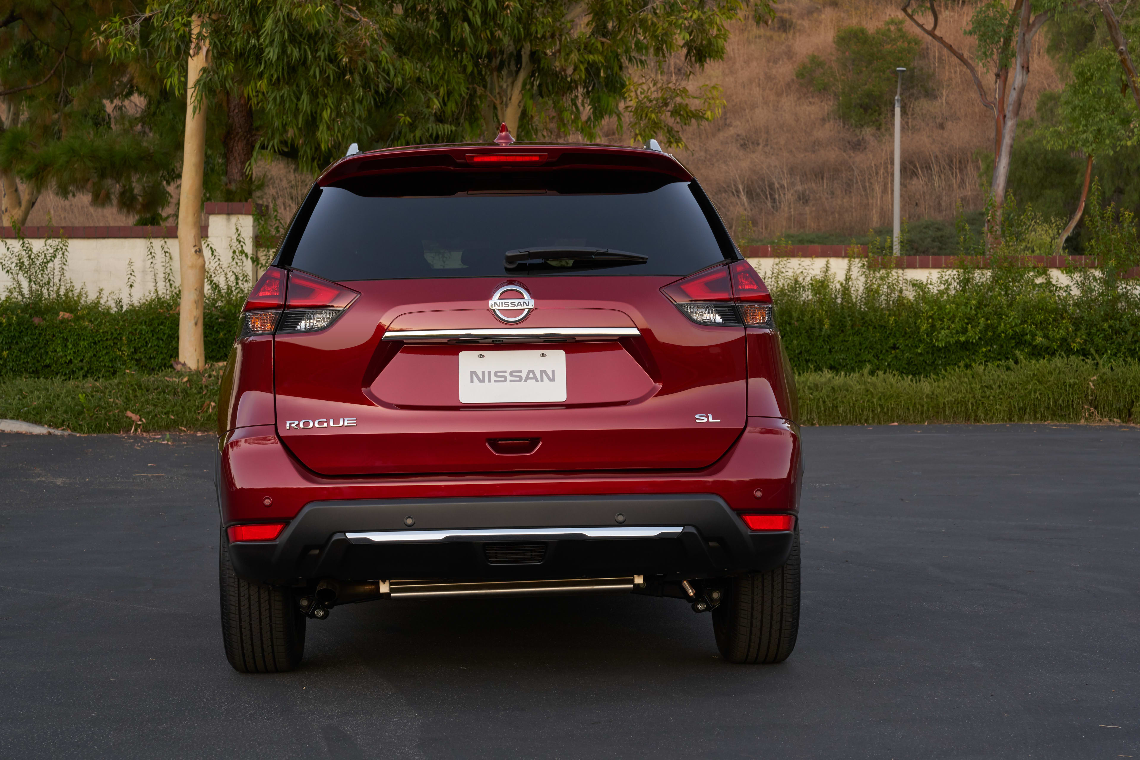 2020 Nissan Rogue rear, red