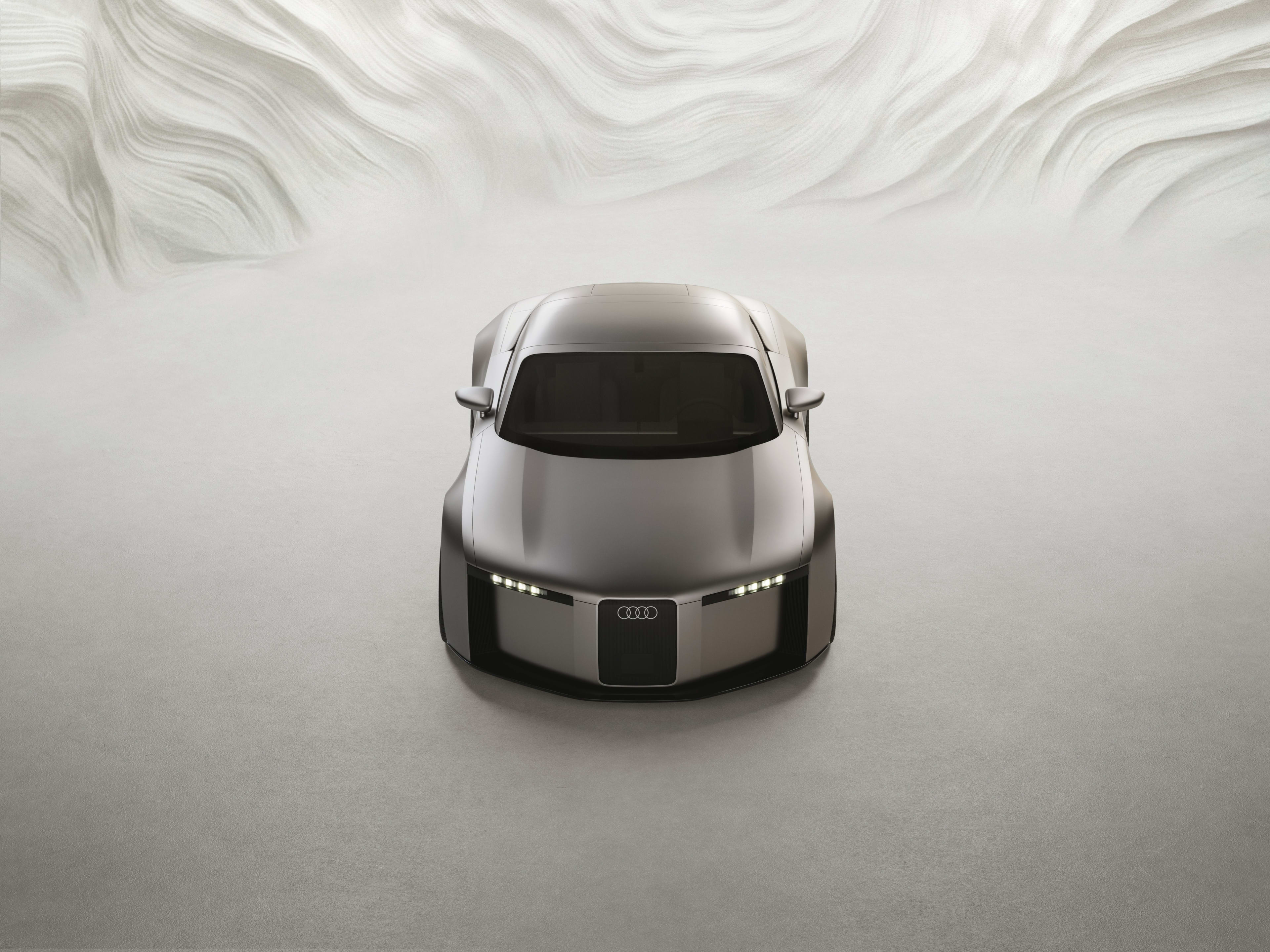 Static studio shot, exterior, frontal view