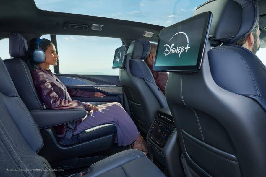 Backseat showing girl watching Disney+ streaming in GM SUVs