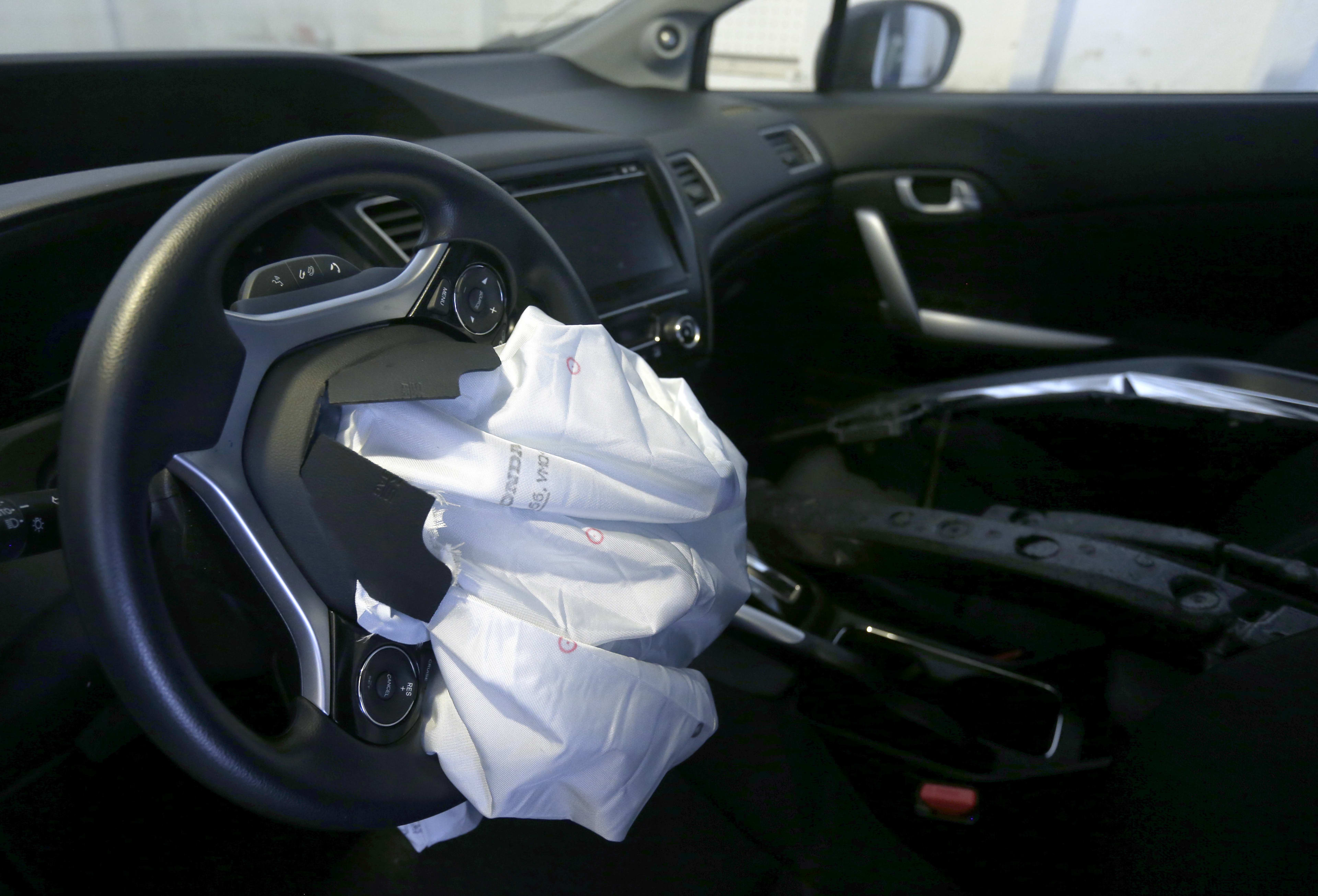 The deflated airbag of Brittany Benson's 2015 Honda Civic
