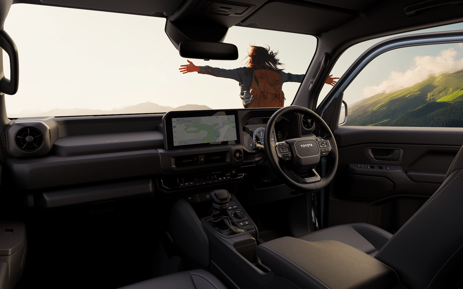 Toyota Land Cruiser FJ Officially Debuts: Retro Design, Modular Bumpers, Built for Off-Road Adventure, Launching Mid-2026 26 Toyota Land Cruiser FJ interior with person at the front