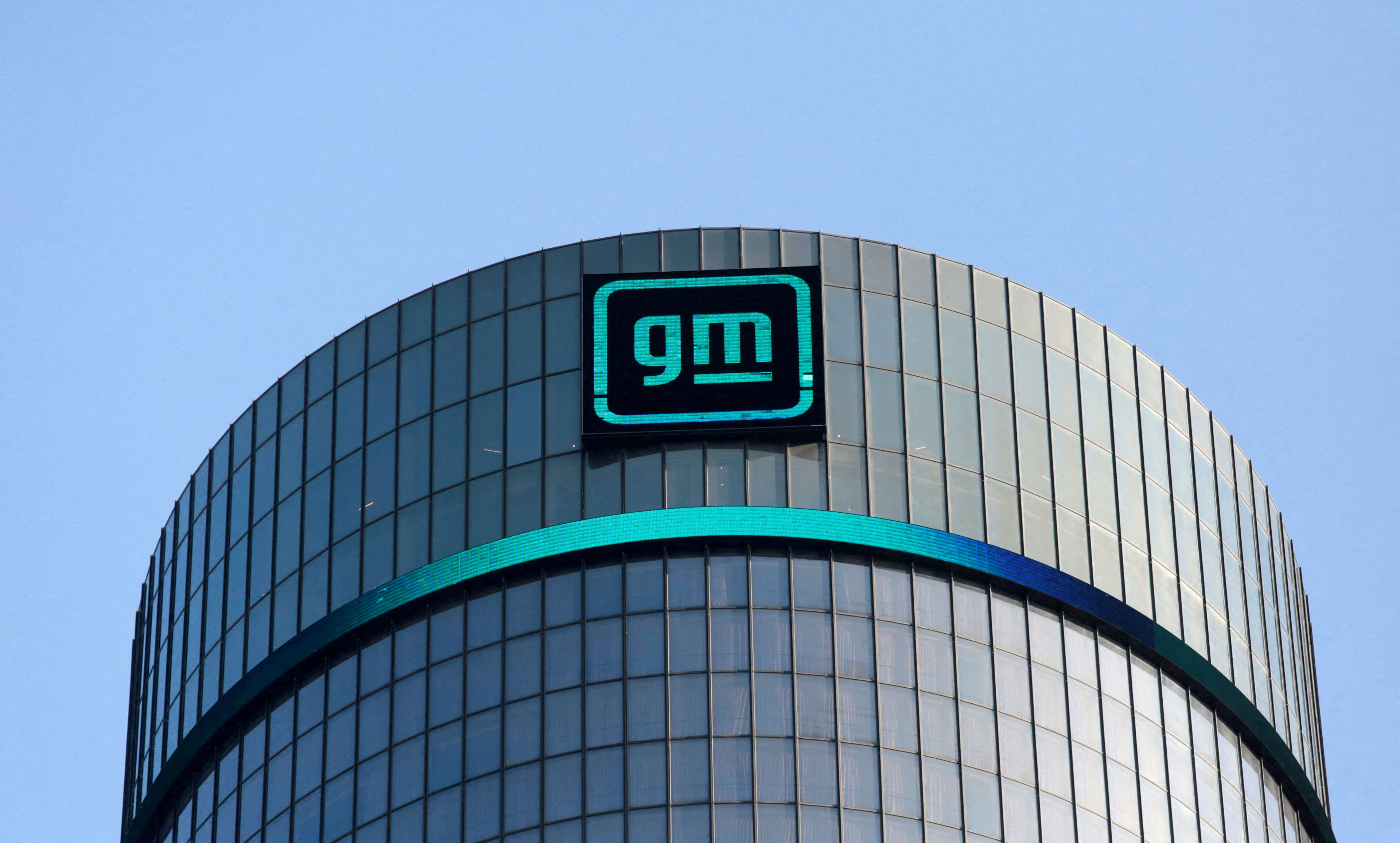 file photo logo of gm atop the company headquarters 970438