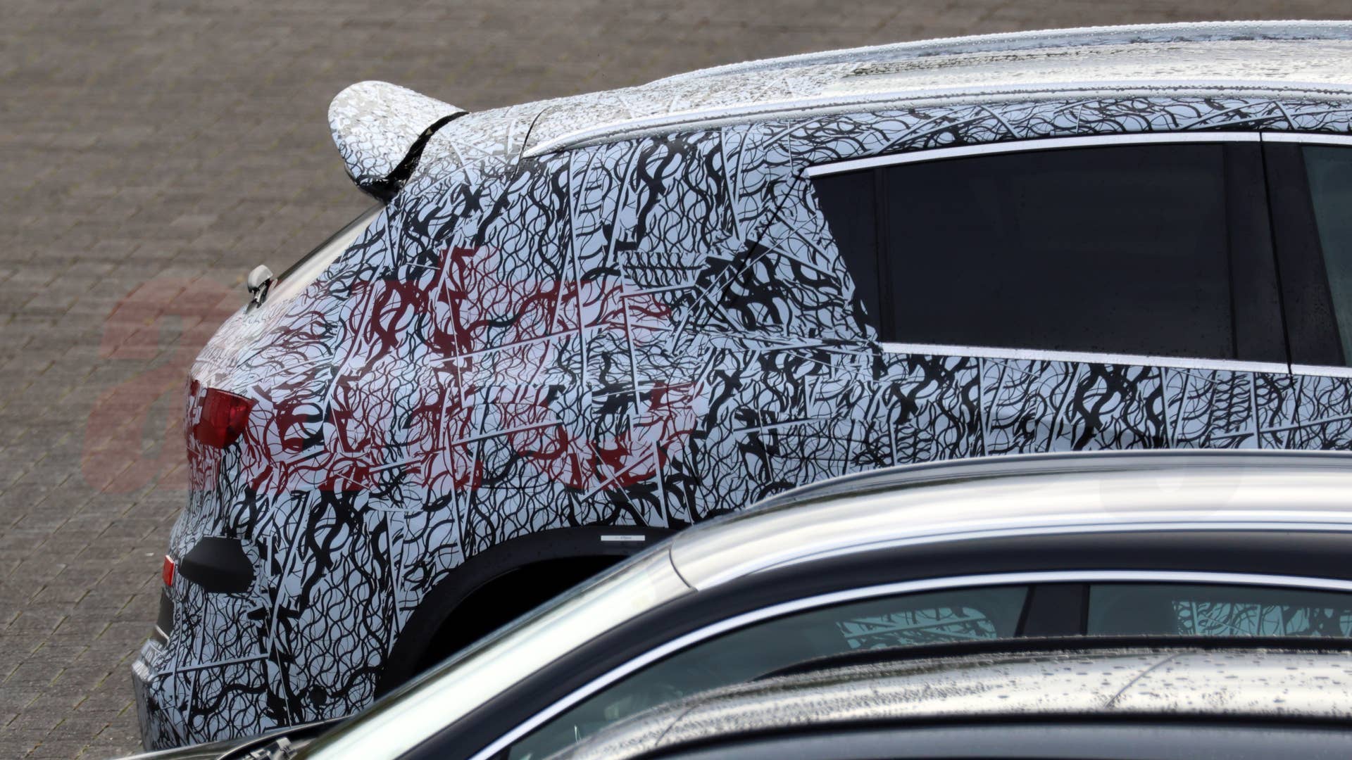 2026 Mercedes-AMG GLC EQ active spoiler spy shot