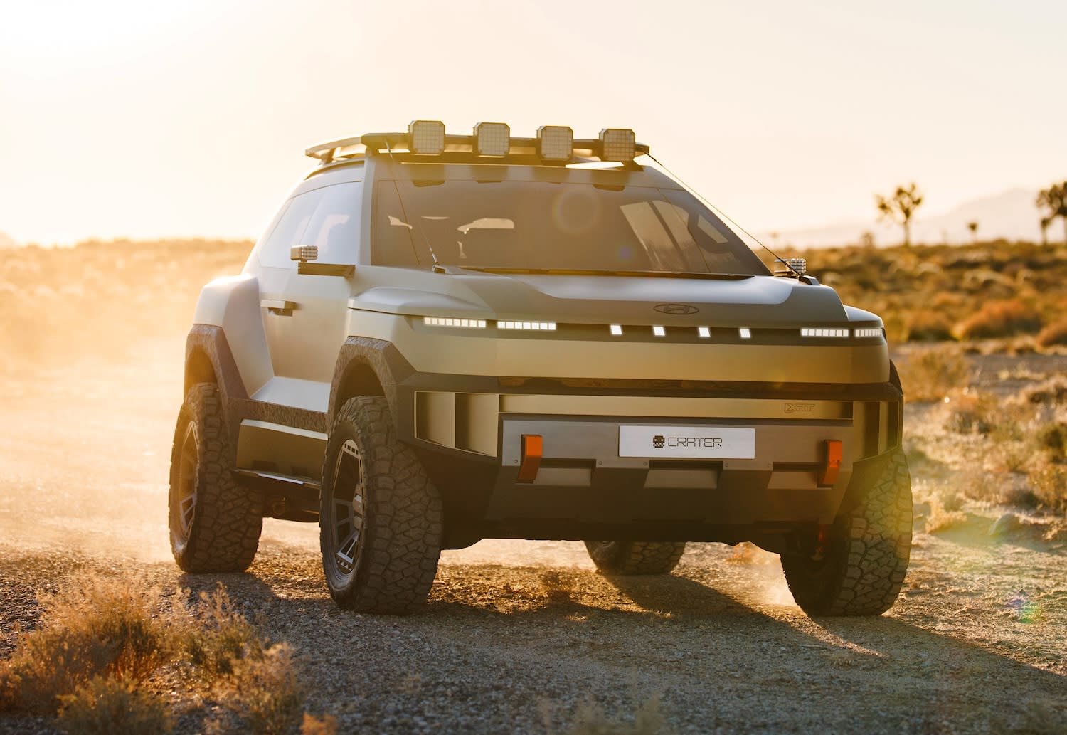 Off-Road Hardware Takes Priority in the Hyundai Crater Concept debut 2 Hyundai Crater Concept front quarter golden hour