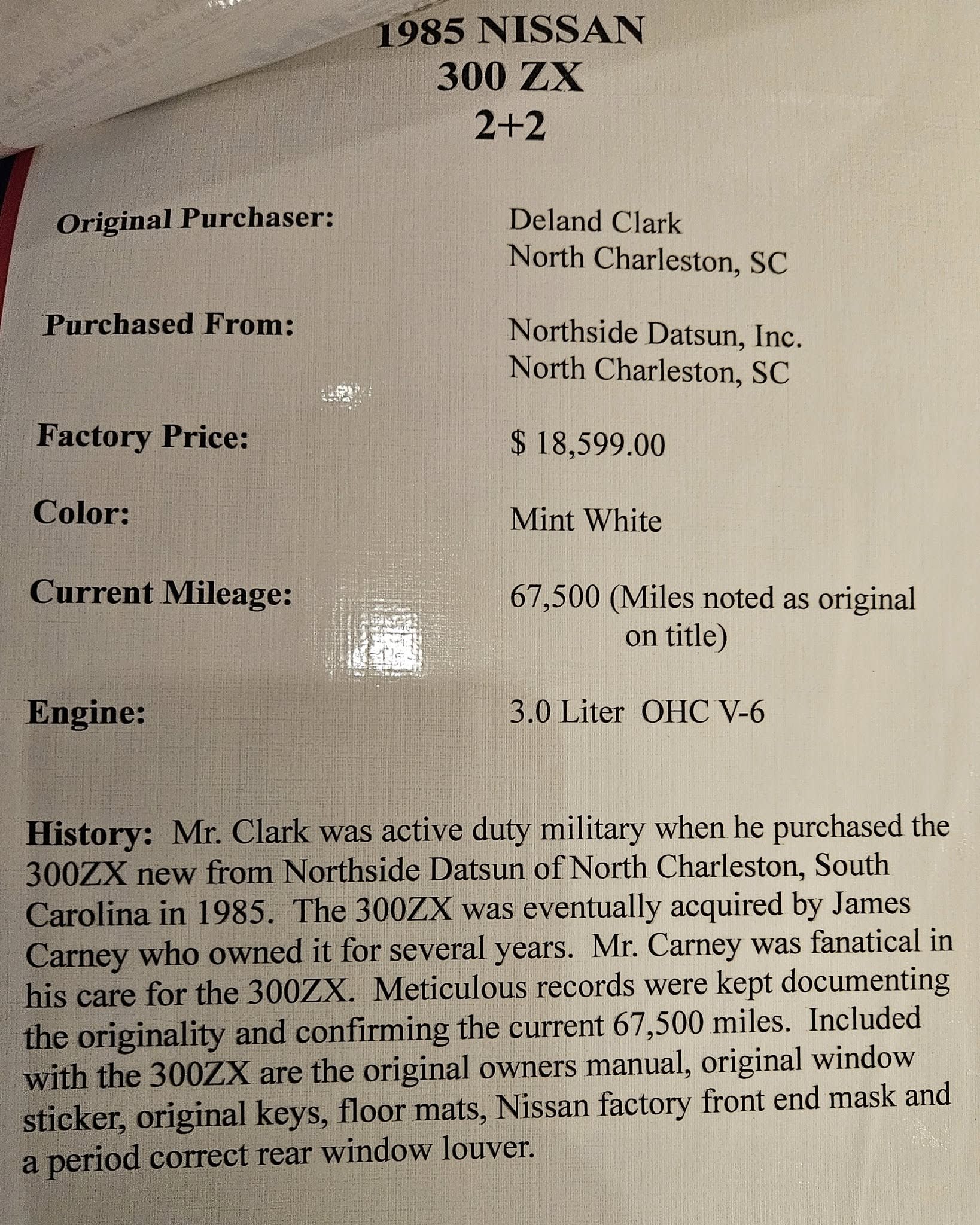 1985 Nissan 300ZX 2+2 for sale: Original Paint, Manual Transmission, Full Records 9 1985 NISSAN 300 ZX 2+2 WITH 67K MILES
