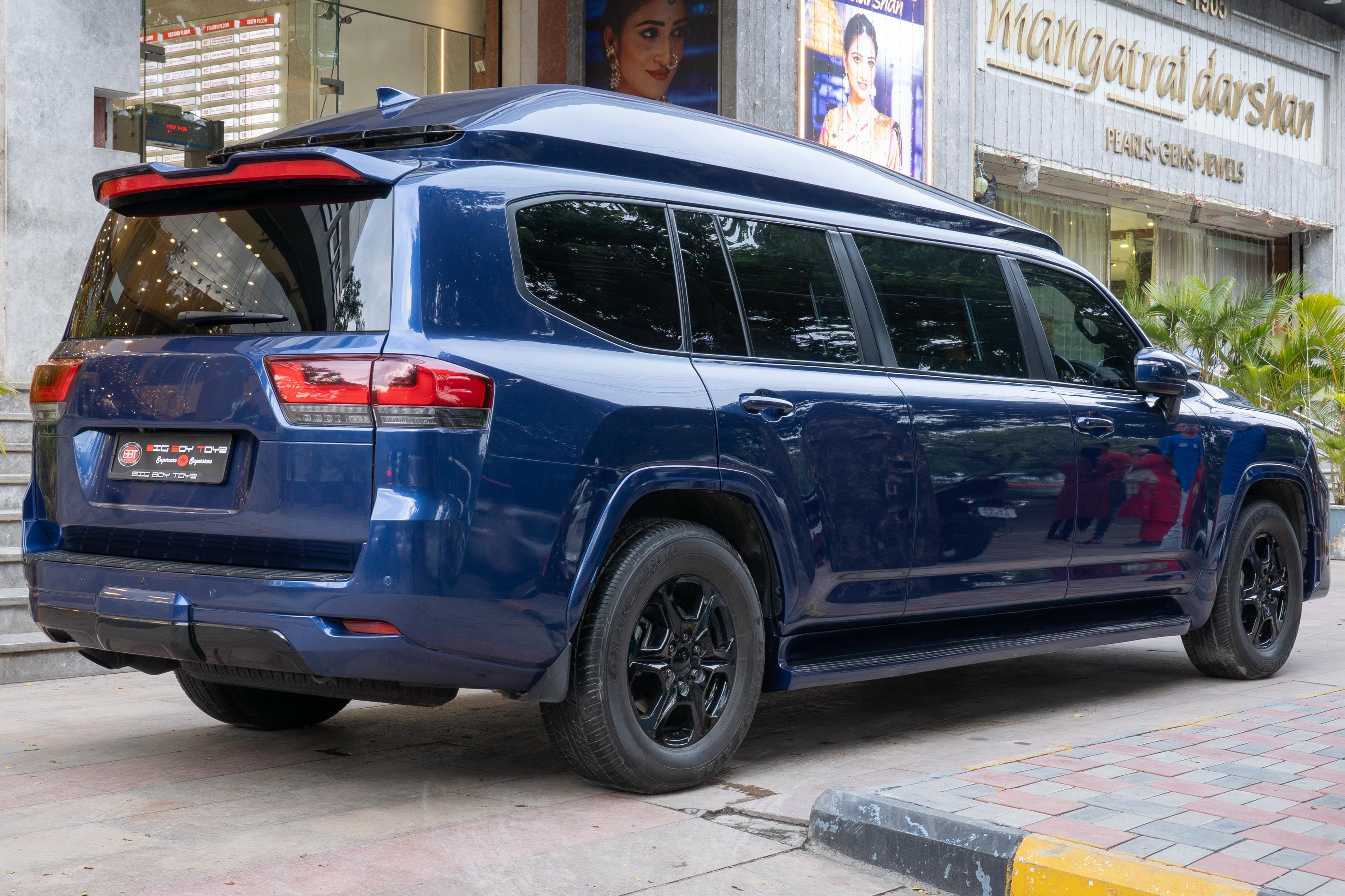 Toyota Land Cruiser 300 limo Specs: Starlight Headliner and Twin-Turbo V6 4 Rear three-quarter view of the custom Toyota Land Cruiser 300 Limousine