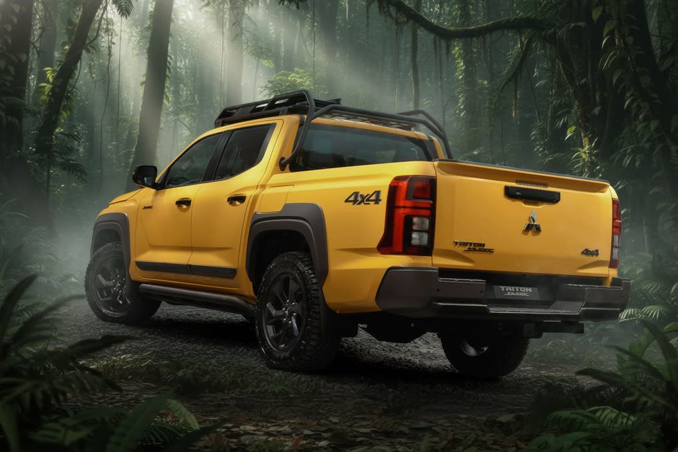 Mitsubishi Triton Savana Is Brazil's Most Off-Road Ready Pickup, Limited to 80 Units 5 Rear three quarters shot of the Mitsubishi Triton Savana in a forest