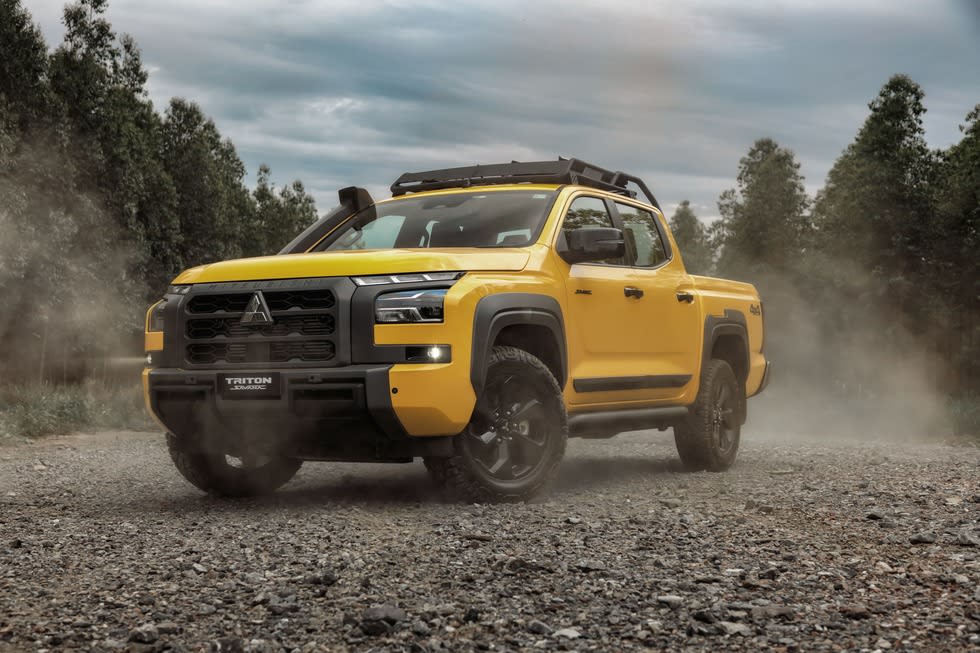 Mitsubishi Triton Savana Is Brazil's Most Off-Road Ready Pickup, Limited to 80 Units 4 Front three quarters shot of a Mitsubishi Triton Savana on a gravel road