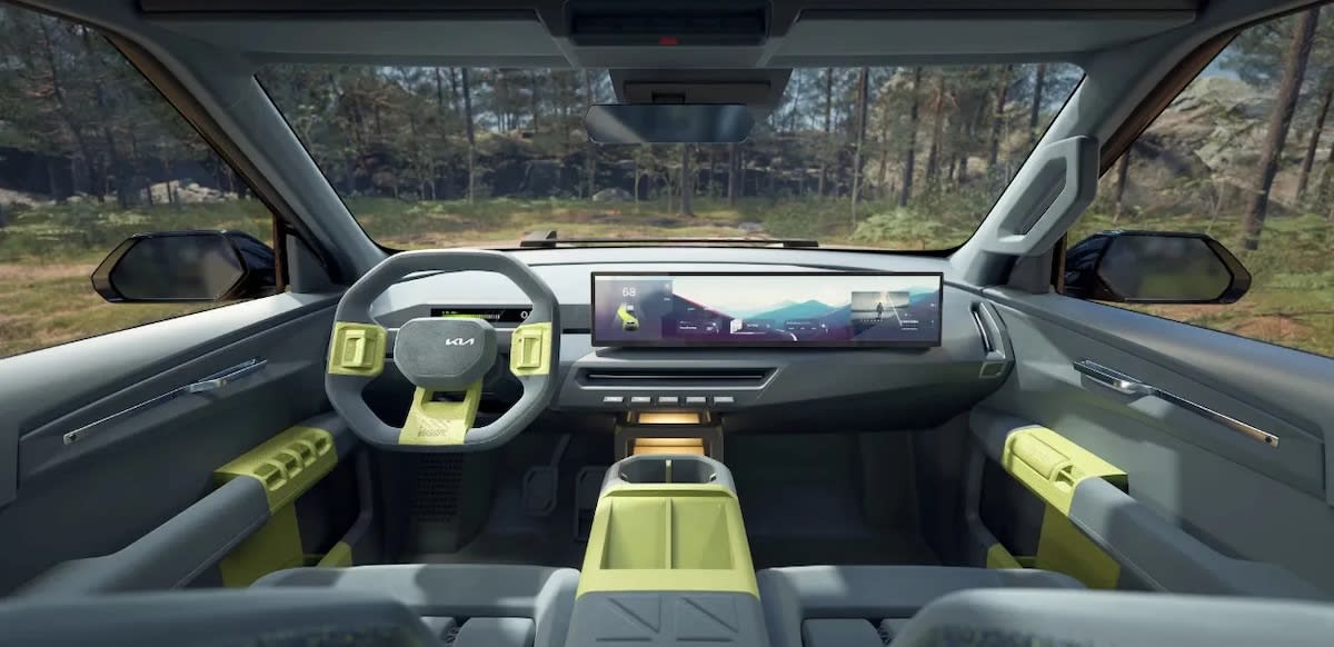 Kia EV5 Weekender Concept: Specs of the Rugged Electric Adventure SUV 6 Kia EV5 WKNDR Concept front interior